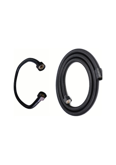 Fleko Duş Hortumu  & Kısa Robot Duş Ara Bağlantı Hortumu  Siyah 2 Diğer