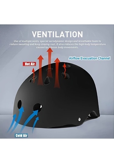 Chuangyinshop Siyah, Orta 20-22 İnç - Şık Ve Havalı Kask, Ayarlanabilir Erkek Ve Kadın Kaskı, Spor Kaskı, Hediye Seçeneği Siyah