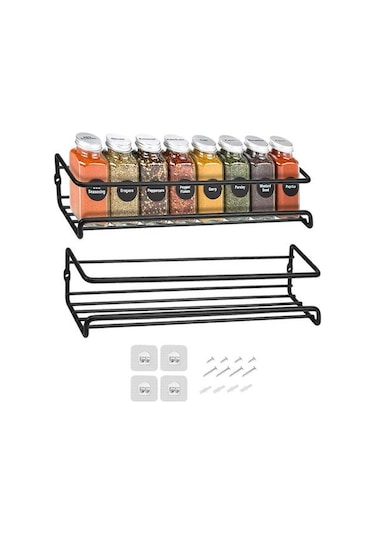2 Paket Duvar Montaj Baharat Raf Organizatör Metal Asılı Baharat Rafları Tek Katmanlı Baharat Organizatör Raf Kapı, Dolap, Kiler Depolama Tutucular & Amp Raflar 4
