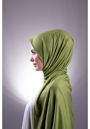 Fıstık Yeşili Düz Klasik Şal Viskon Kumaş Likralı Penye 202101_36