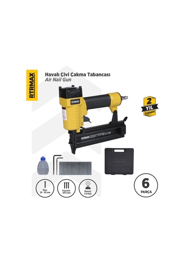 Rtrmax RTM0135 Havalı Çivi Çakma Tabancası  10-50 mm Çantalı