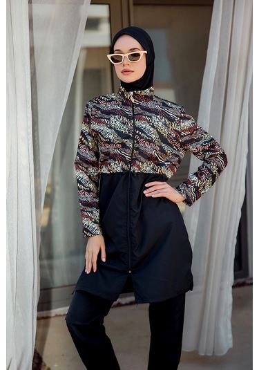 Remsa Paraşüt Tam Kapalı Tesettür Mayo R4806 Safari Siyah