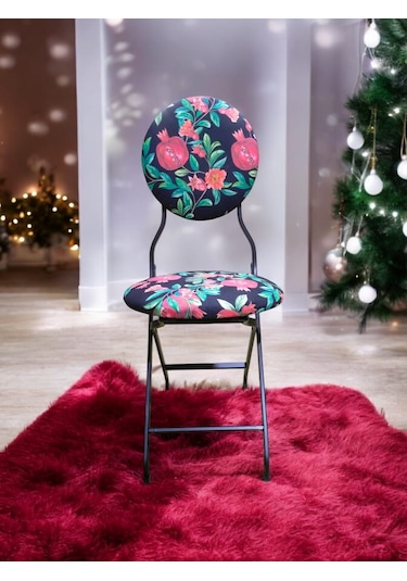 Katlanabilir Nar Desenli Metal Sandalye