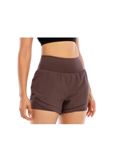 Wezone Kadınlar İçin 2 Si 1 Arada Nefes Alabilen Esnek Bel Spor Şortu, Koşu Ve Fitness İçin Hızlı Kuruma Özelliği Mor