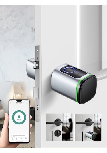 Akıllı Parmak Izi Ve Şifreli Kapı Kilidi Siyah - App ile kontrol