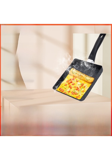 Youmex Japon Usulu Multifonksiyonel Mutfak Tava: 15x18cm Demir Mefarosh Taşlı Kaymaz Yumurta Ve Yumurta Sarma Tavası, Düz Taban, Ahşap Kollü Diğer