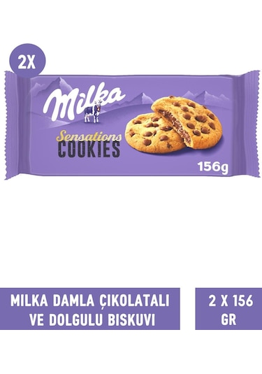 Milka Sensations Choco Cookie Damla Çikolata ve Dolgulu Bisküvi 2 x 156 G