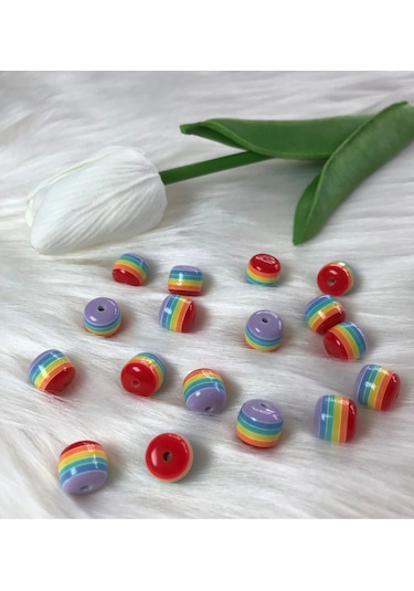 Gökkuşağı Model Tek Delikli Düğme 16boy 10mm-20 Adet