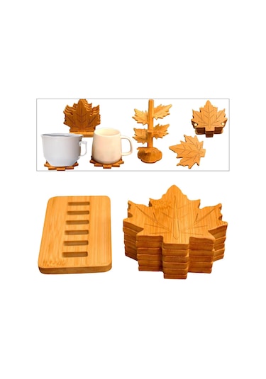 Suntek 6 Parça Güz Yaprakları Bardak Restoran Buzdolabı Yemek Kare Taban S Diğer