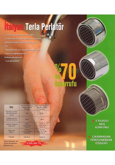 Perlatör %70 Su Tasarruflu 7 Lt Akışlı