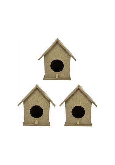 Çantayurdu Küçük Boy Üçlü Boyanabilir Ahşap Kuş Evi 13x10 Cm