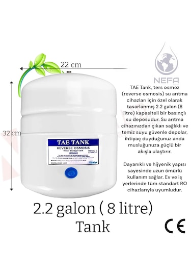 Su Arıtma Tankı 8 Lt Tüm Cihazlara Uyumlu, Paslanmaz Çelik Tank,