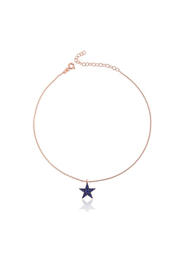 925 Ayar Gümüş Rose Yıldız Halhal Çok Renkli