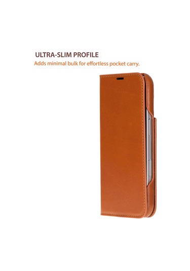 Bloomcase Sonat Urban Tan Hakiki Deri iPhone Uyumlu 17 6.3" Folio Kılıfı Taba