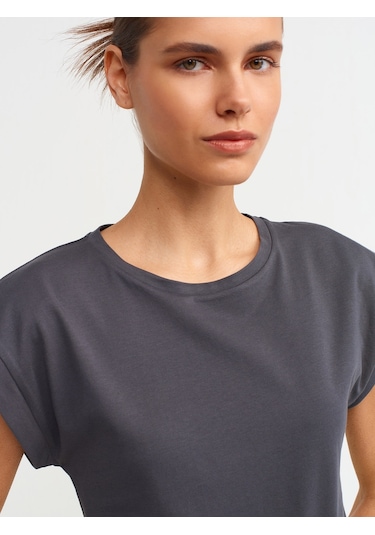 Dilvin Bisiklet Yaka Basic T-shirt 101a03504 Antrasit