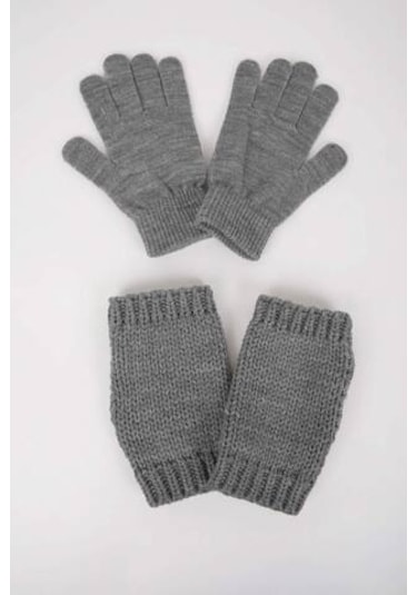 Defacto Kadın 2'Li Örgü Eldiven R8591AZ24WNGR2 Gri