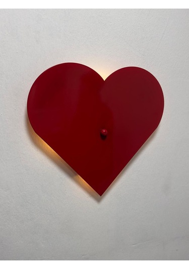 Büyük Led Pilli Kalp Aplik Metal İç Mekan Duvar Aydınlatmaları, Hediyelik Ürünler Kalpli Işık Kırmızı