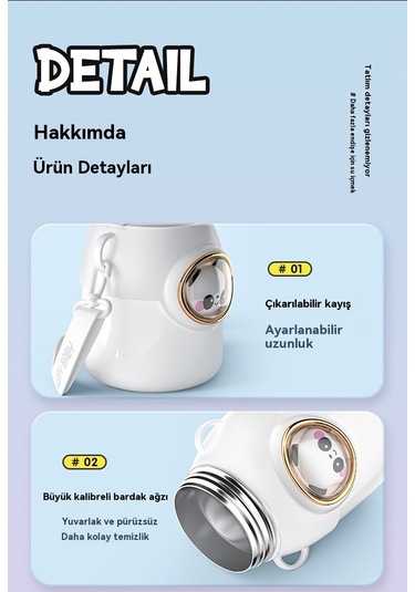 Sevimli Net Kırmızı Yüksek Değerli Karikatür Bebek 316 Paslanmaz Çelik Termos Bardak Tutacak Saman Bardak Büyük Kapasiteli Büyük Göbek Bardak Beyaz