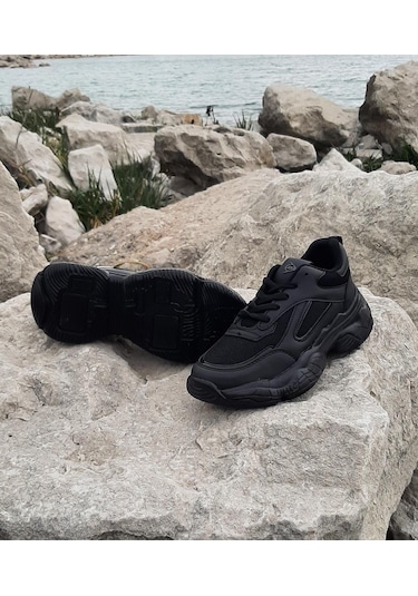Dunlop 2323 Siyah Renk Fuspetli Kalın Taban Spor Ayakkabı AYKSAYAK-000502