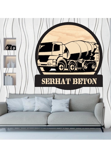 Beton Mikseri Temalı Ahşap Duvar Tablo Ahşap