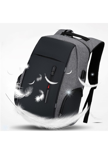 Maiyame Usb Şarj Cihazlı Su Geçirmez 17" Laptop Ve Slr Kamerayı Taşıyan Büyük Kapasiteli Gri Sırt Çantası Gri