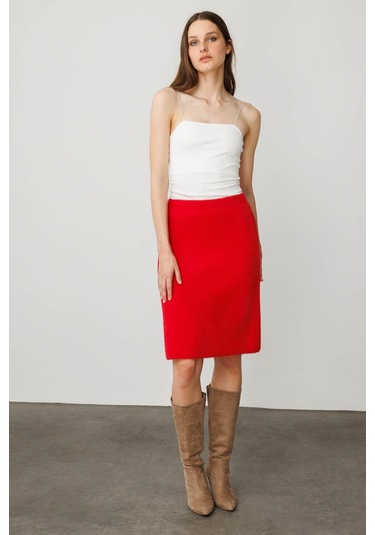 Kadın Triko Kısa Etek Y.kırmızı Y.kırmızı