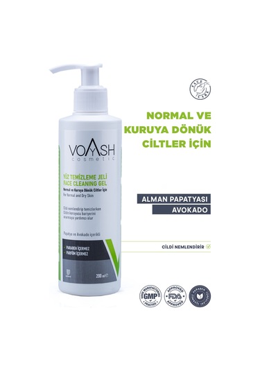Voyash Cosmetic Normal ve Kuruya Dönük Ciltler İçin Yüz Temizleme Jeli 200 ML