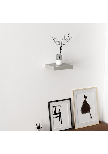Minarmobilya Minar Gizli Tutuculu Duvar Rafı 23 Cm - P.Gri