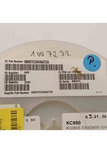 0805yc334kat2a 330nf 16v 805 Avx Smd Seramik Kondansatör 150 Adet
