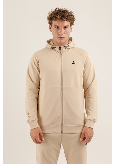 Airlife Saturn Ur7 Pro I Tam Boy Fermuarlı Erkek Kapüşonlu Sweatshirt Bej