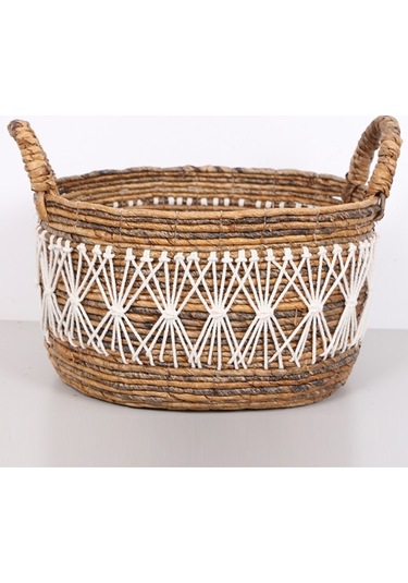 Ürgüp 40x34x31 Cm. Doğal Abaka El Yapımı Oval Sepet L Bej