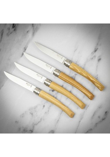 Opinel Chic 4'lü Et Bıçağı Seti - Dişbudak Ağacı Ash Wood Çok Renkli