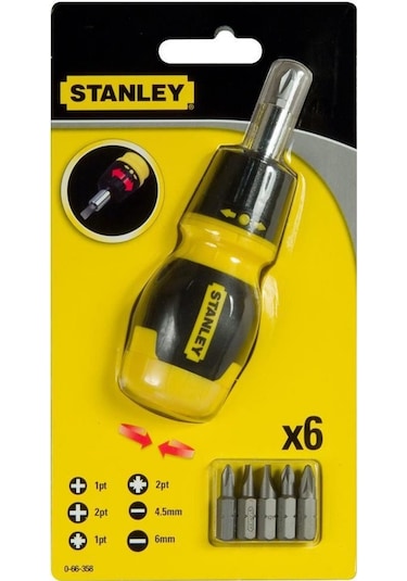 Stanley 066358 Bits Uç Takımı Cırcırlı Topaç 6 Parça