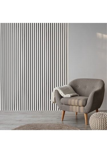 Açık Gri 2 Adet 40x270 Cm Yeni Nesil Akustik Ahşap Duvar Paneli