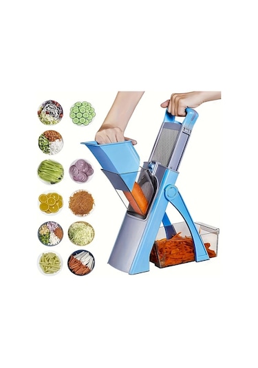 Dashanshop Genaı Cok Amaçlı Sebze Kesici Yeşil Ayarlanabilir Bıçaklı Büyük Kapasiteli Patates Rendesi Ve Doğrayıcı Mutfak Aleti 1 Parça