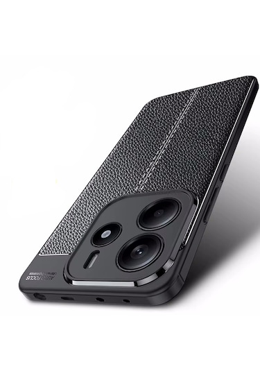 Xiaomi Redmi Note 14 Kılıf Kamera Korumalı Deri Görünümlü Kapak