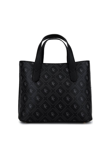 Tamer Tanca Kadın Suni Deri Siyah Desen El Çantası 743 2342 Erk Cnt Sk25-26 Sıyah Gfrj Siyah