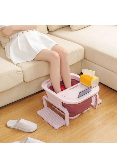 Homyl Masaj Silindirli Katlanabilir Ayak Banyo Küveti Pembe Pembe