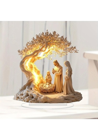 Lijinxu Yılbaşı Doğum Sahnesi Masaüstü Süsü Çok Amaçlı 18,2x20cm