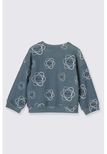 Panço Desenli Petrol Kız Çocuk Sweatshirt 2521gb08009 Petrol
