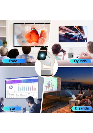Projeksiyon Cihazı 200 Lümen 2 Kol li 4k 1080p Hd Projektor 3d Oyun Keyfi Android
