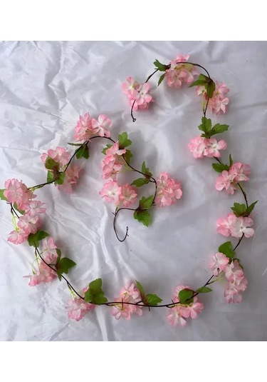 Yapay Çiçek Bahar Dalı Sarmaşık Japon Kiraz Çiçekli 230 Cm 18 Çiçekli 1.kalite Dolanabilen Model - Pembe
