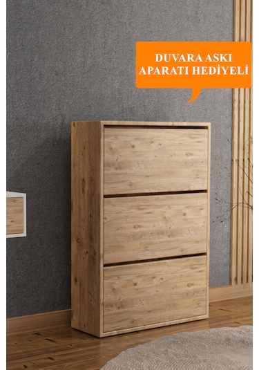 Ae-1078 Vizyon Ayakkabılık Duvara Monte Edilebilir, Atlantik Çam Atlantik - Çam