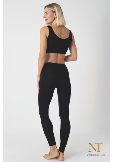 Nt Underwear Kadın Bambu Uzun Tayt Hafif, Rahat, Terletmeyen Siyah