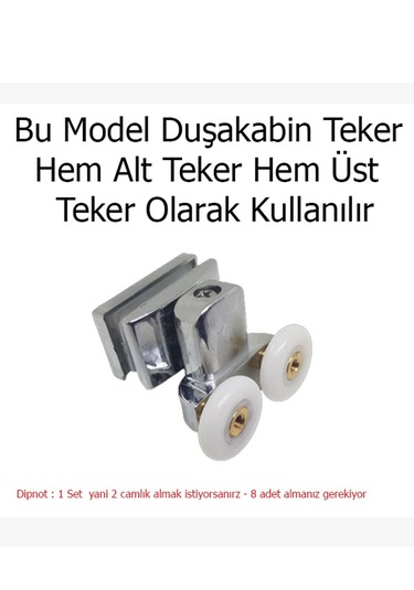 Kabinet Duşakabin Çift Delikli Teker 1 Adet Krom