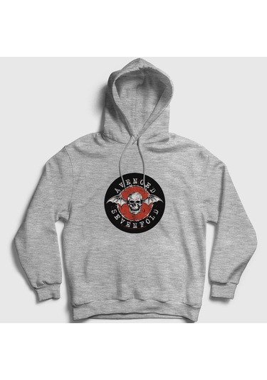 Presmono Unisex Red Avenged Sevenfold Kapüşonlu Sweatshirt Gri Melanj