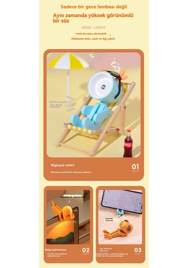 Yeni Karikatür Gece Lambası Geyik Masa Lambası-pembe Açık Pembe