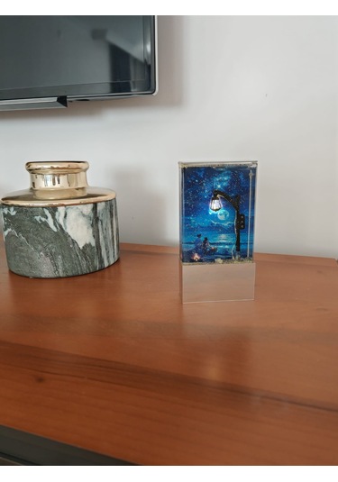 Işıklı Nostaljik Gümüş Sokak Lambası - Dekoratif Gece Lambası Gold