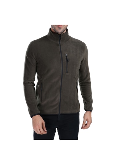 Ghassyco. Erkek Tam Fermuarlı Polar Ceket Siyah