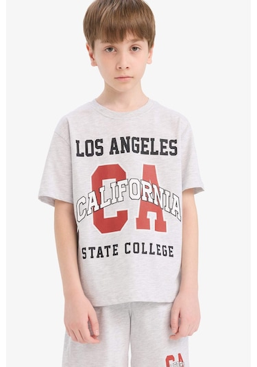 DeFacto Erkek Çocuk 2'li Takım Baskılı Kısa Kollu Tişört Şort E3405A825SMGR400